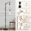  Lampe sur pied à arc avec bordure en satin sans couture et arcs en soie bleue haute répétée Lampe sur pied moderne en lin réglable à 3 couleurs