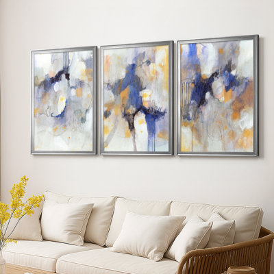 Watercolor Tatter I - Toile tendue avec châssis sur mesure - 3 pièces