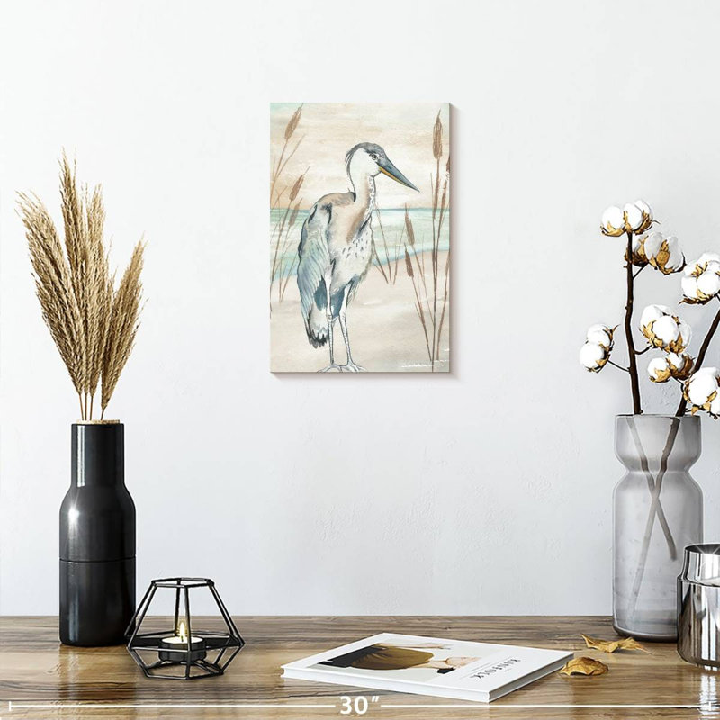 Brampt Heron By Beach Grass I, 12" H x 8" W