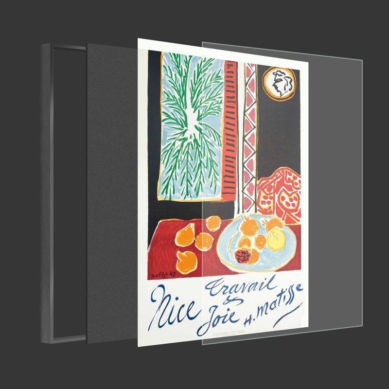 «Matisse Aesthetic Abstract», peinture sur toile à cadre unique, Cadre noir, H 16 po x l 12 po x P 1,5 po