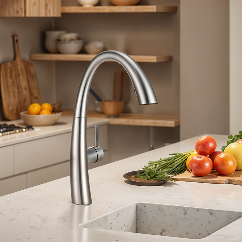 Belfry Kitchen Pull Out Kitchen Faucet, Silver