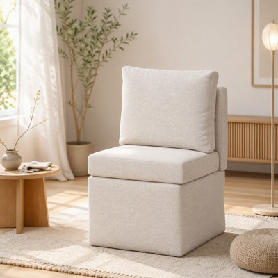 Fauteuil d'appoint sans accoudoirs, fauteuil lounge en velours côtelé avec siège en mousse haute densité, fauteuil moderne pour salon, chambre ou coin lecture