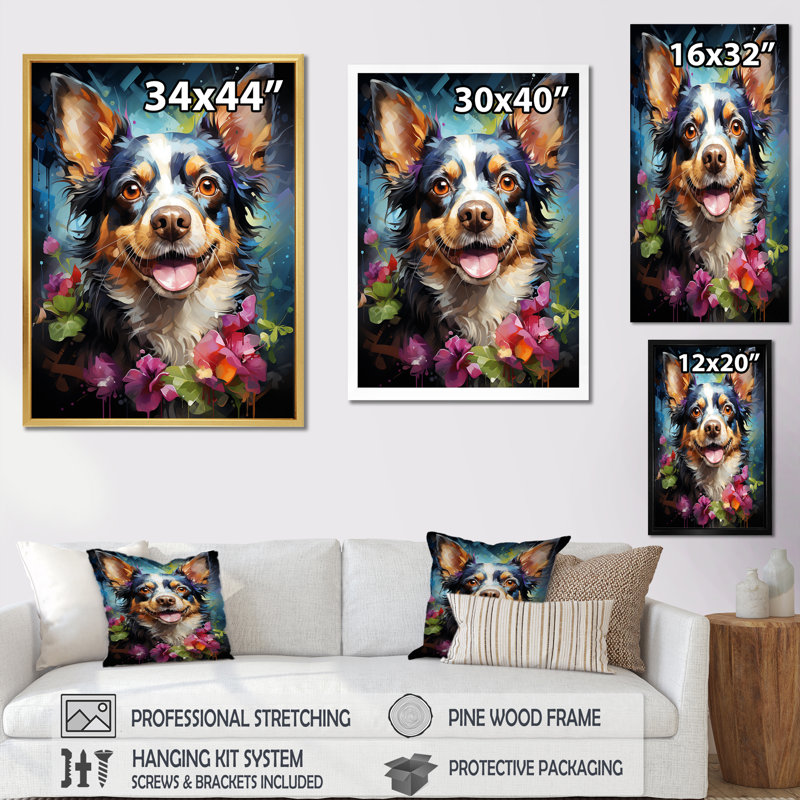 Chihuahua charisme sur toile, Cadre doré simple, H 40 po x l 30 po x P 1,5 po
