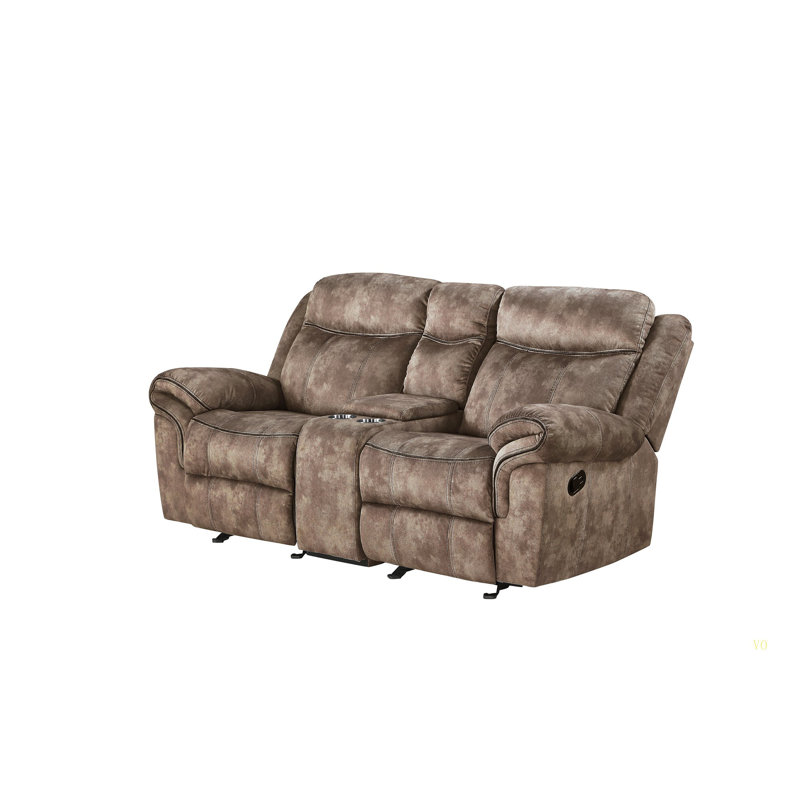 Zubaida Two Chocolate Velvet Recliner Loveseat W/USB Port & Console
