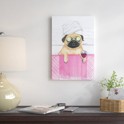 «Pug Bath», reproduction sur toile