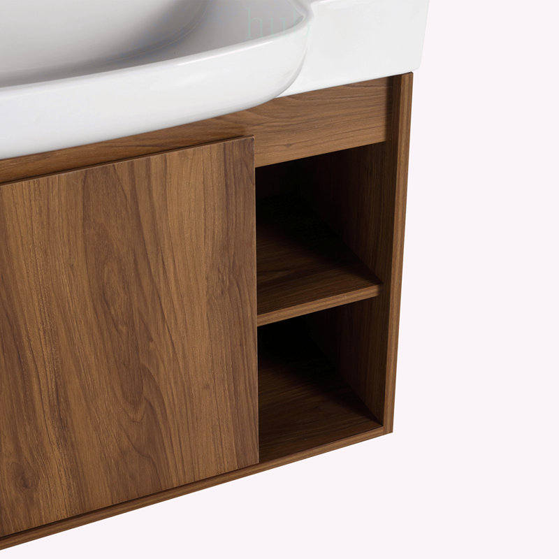 Meuble-lavabo mural de 28 pouces avec lavabo en céramique et porte à fermeture en douceur, conception écologique et peu encombrante