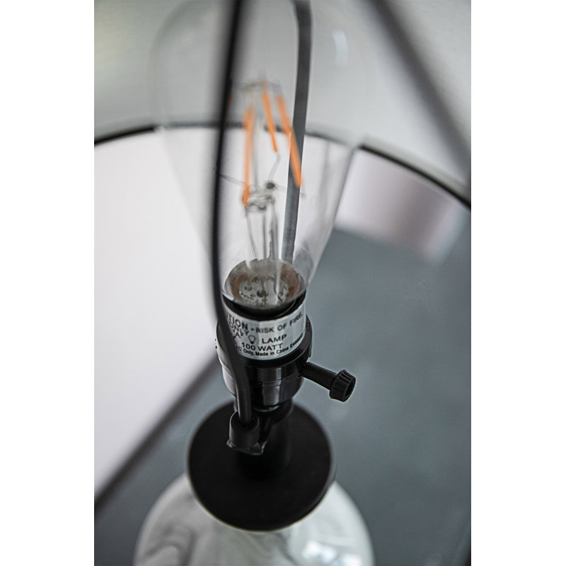 Glass Table Lamp With Linen Shade