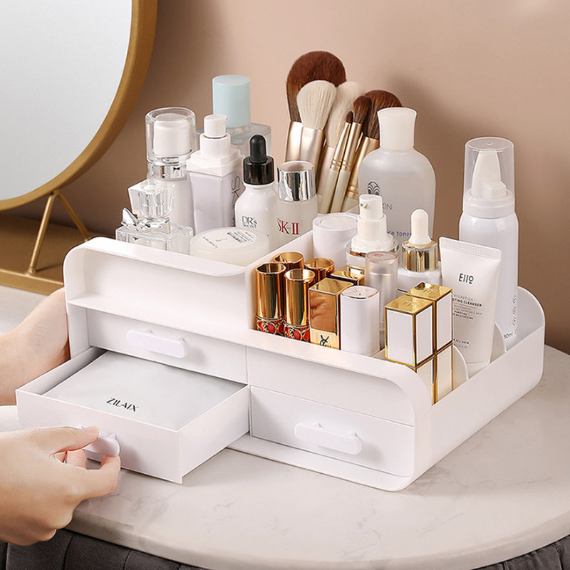 Plastic Makeup Organiser, White