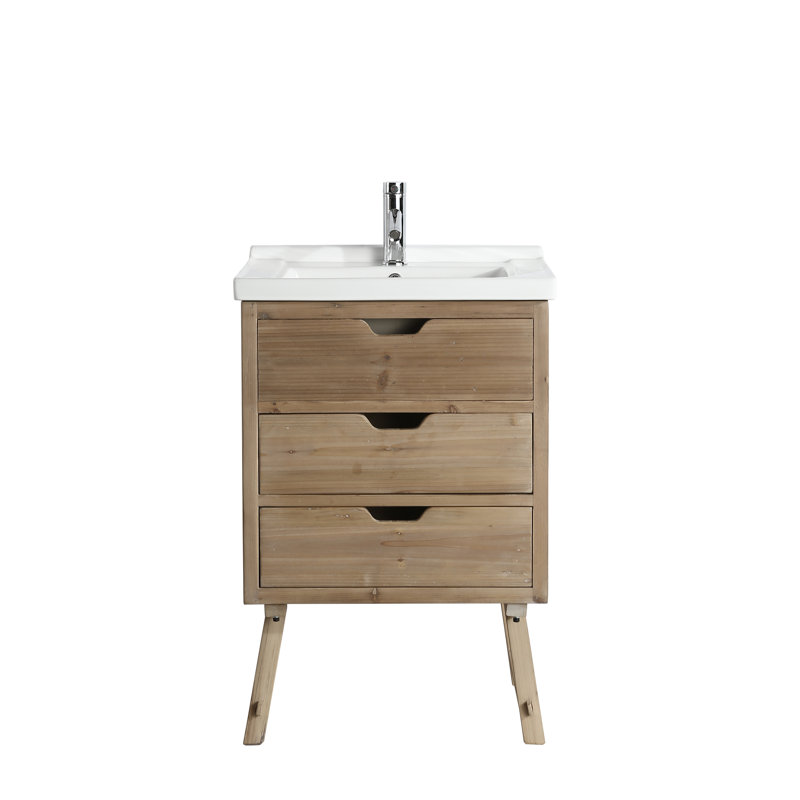 Fredric 24'' Single Bathroom Vanity with Porcelain Top