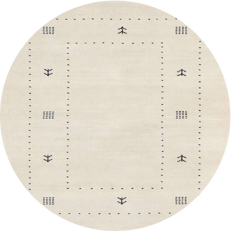 Tapis contemporain gris, Rond 8 pi