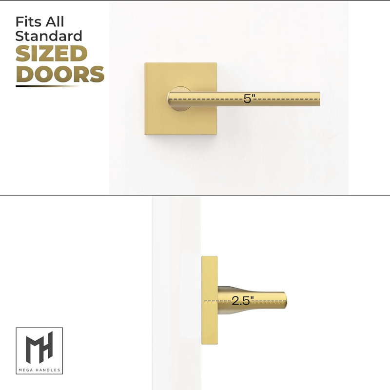 Poignées de porte intérieures réversibles avec rosette carrée pour portes françaises, garde-manger et garde-robe Mega Handles