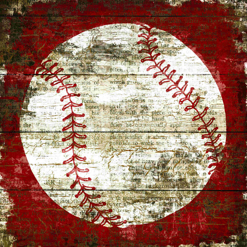 Baseball vieilli, H 12 po x l 12 po