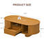 Table basse 47,2 "ovale avec rangement caché, table de centre cannelée de style Mid-Century moderne avec tiroir et portes tambour rondes-129199233-129199235