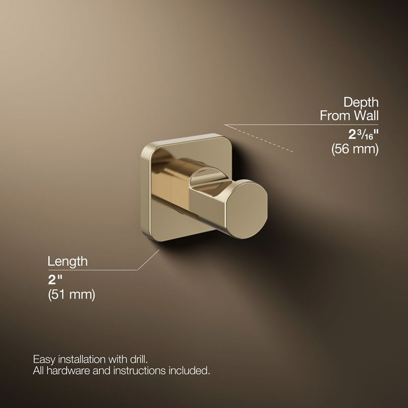 Parallel Robe Hook, Gold