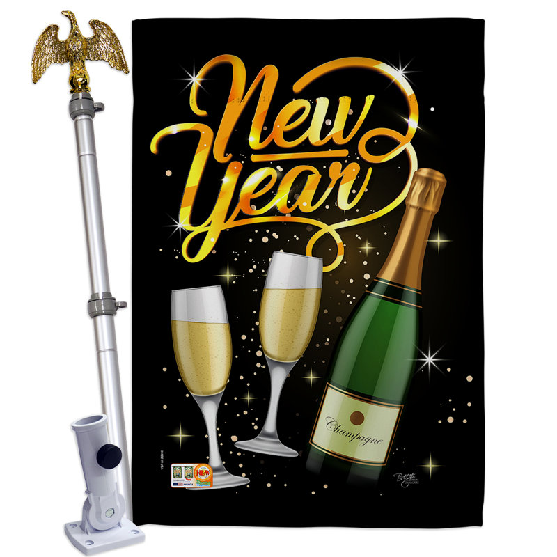 Ensemble de drapeaux en polyester 40 x 28 po Cheers to Happy New Year