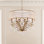 Filigrae 6 Light 24in x 22in Chandelier with White Fabric Shade in Antique Silver with Clear Heritage Handcut Crystals