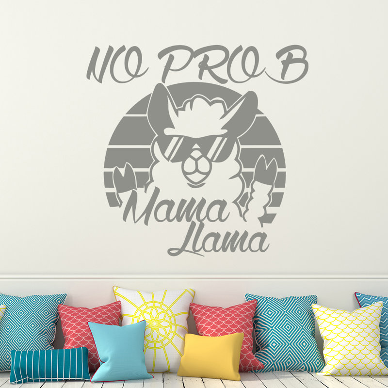 Décalcomanie murale "no prob maman llama", Gris argenté