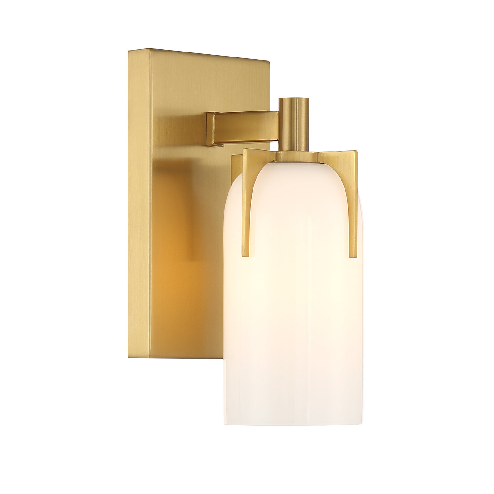 Navana Single Frosted Dimmable Bath Sconce, Brass