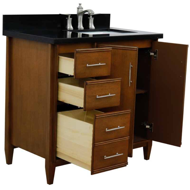 37'' Single Bathroom Vanity with Top, Black