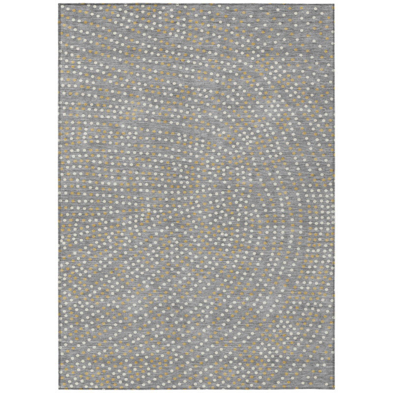 Tapis intérieur lavable à pois gris 3 pi x 5 pi