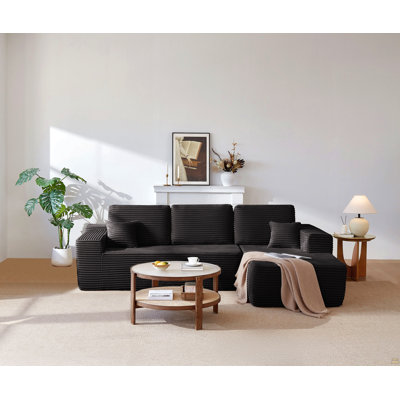 104" Cloud Sectional Sofa with L-Shape Chaise and Side Pockets , Modern Modular Design, Deep Seating, Upholstered Couch for Living Room/Bedroom, No As
