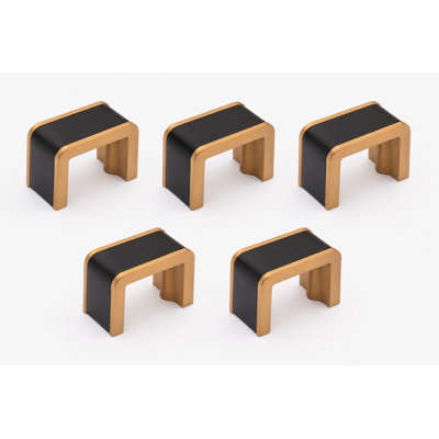 Fusion 1 3/8" CTC Matte Black/Matte Brushed Brass Finger Pull Decorative Cabinet Handle Hardware Bar