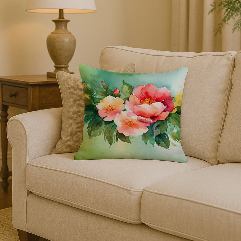 Coussin Georgia Cherokee Rose, Carré 14 po