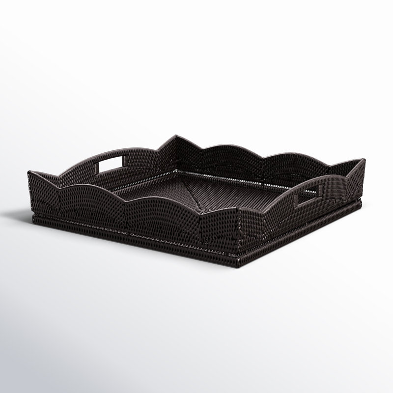 Landry Handmade Rattan Tray, 4.5" H x 20" W x 20" D, Tudor Black