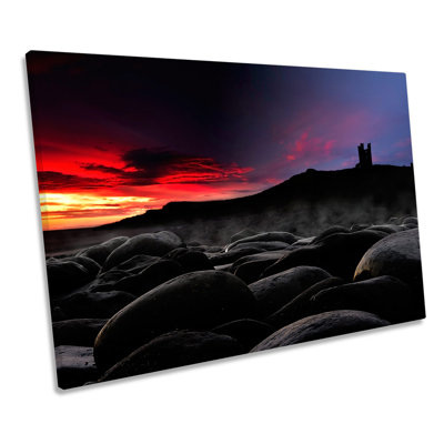 Dunstanburgh Castle Sunset Beach - Wrapped Canvas Print