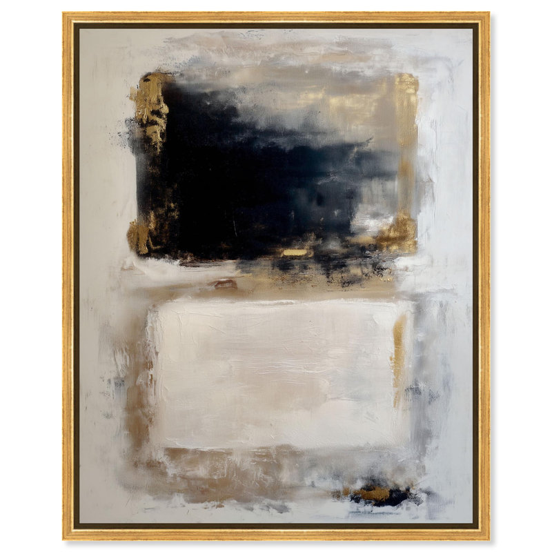 Grande décoration murale Beige Void II par Art Remedy, cadre doré, 36 x 45, Encadrement doré, H 46 po x l 37 po