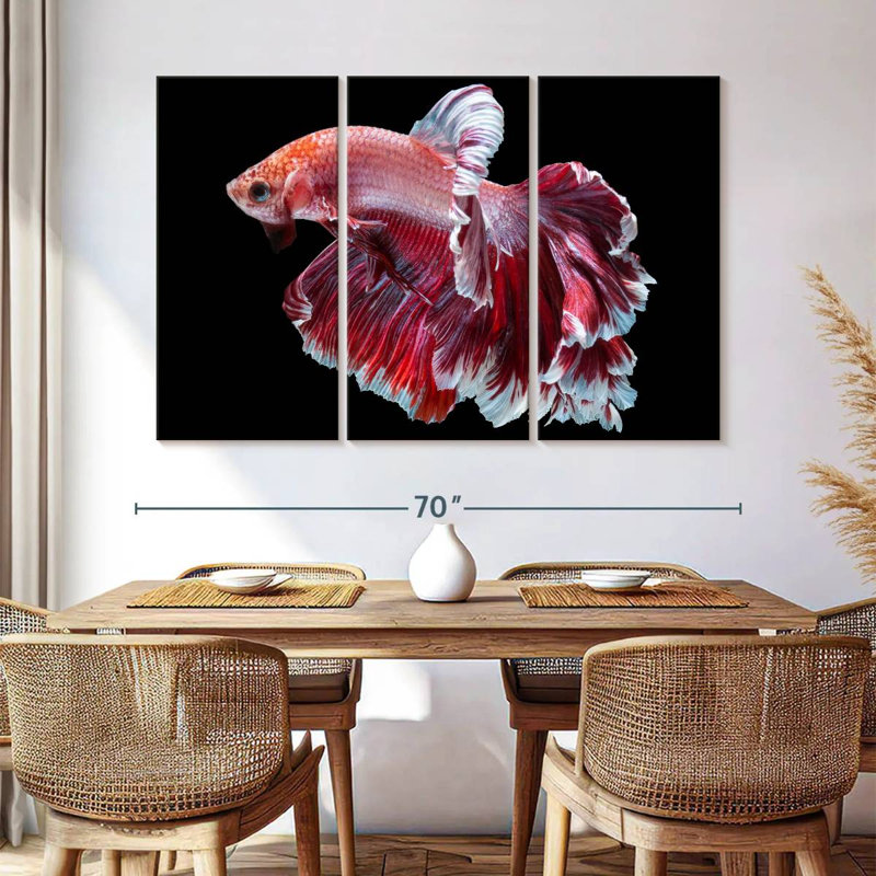 Brampt Red And White Betta Fish, 42" H x 65" W