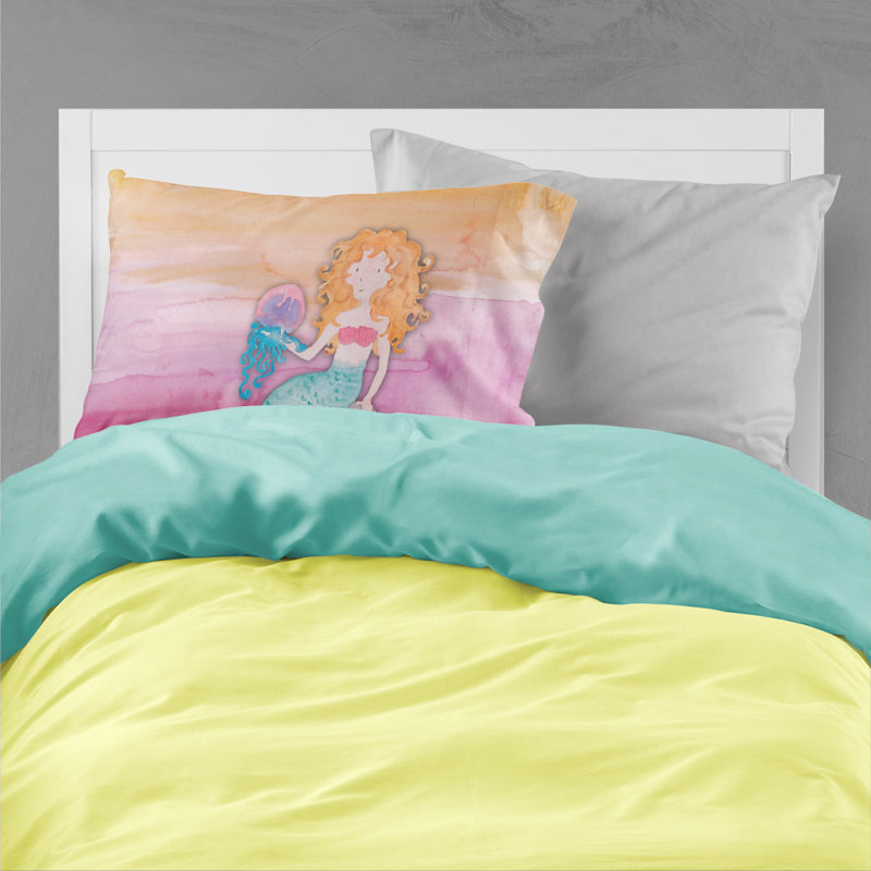 Taie d’oreiller aquarelle sirène blonde