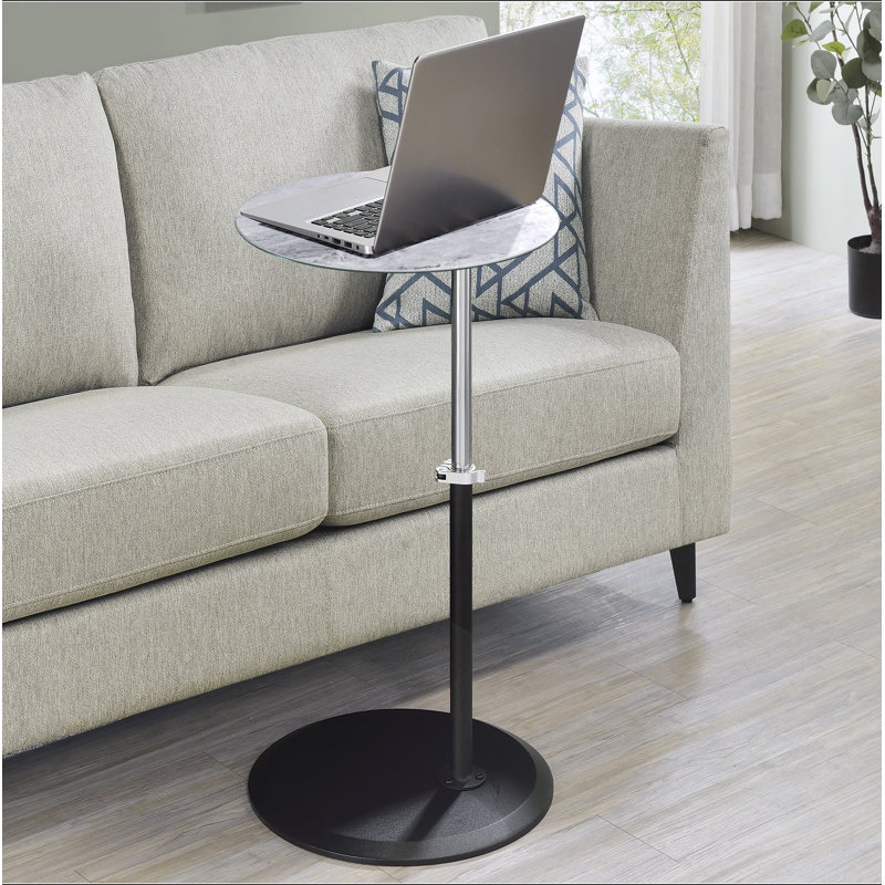 Table de bout l 15,5 po avec plateau texturé en marbre gris réglable en hauteur