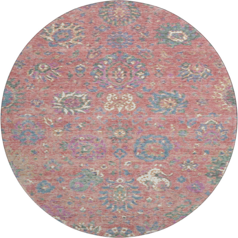 Premium Machine Washable Ariel Global Rug, Round 8'