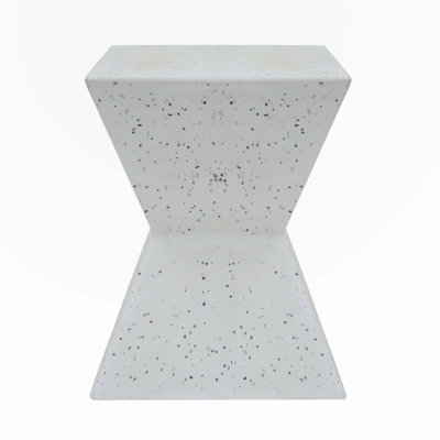 Square White Terrazzo Concrete Outdoor Side Table