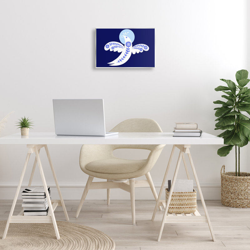 Colombe de la paix avec plaque murale, conception florale par Hannah Moren, H 10 po x l 15 po