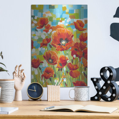«Vivid Poppies I» par Carolee Vitaletti, art mural en métal, 16 po x 24 po