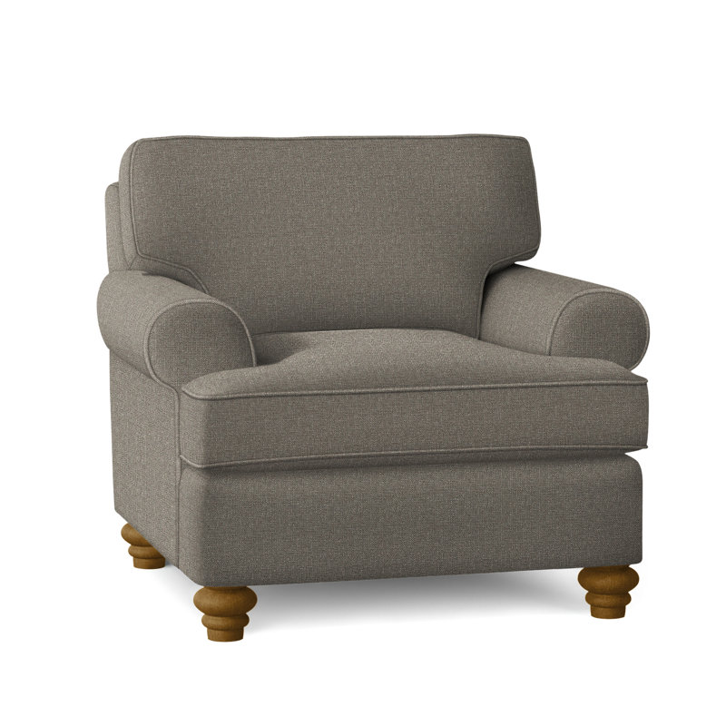 Lowell Upholstered Accent Chair, Gray Sugar Performance; 0863-84, Havana Finish