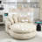 Oversized Oval Upholstered Bean Bag Sofa-1029485811