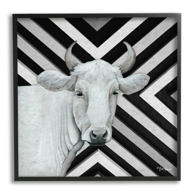 Art à giclée blanche à chevrons par Britt Hallowell, Giclée encadrée noir minuit, H 12 po x l 12 po x P 1,5 po