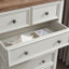 Commode 6 tiroirs beige - Unité de rangement spacieuse avec armoire à poignées fleuries rétro pour 6 tiroirs