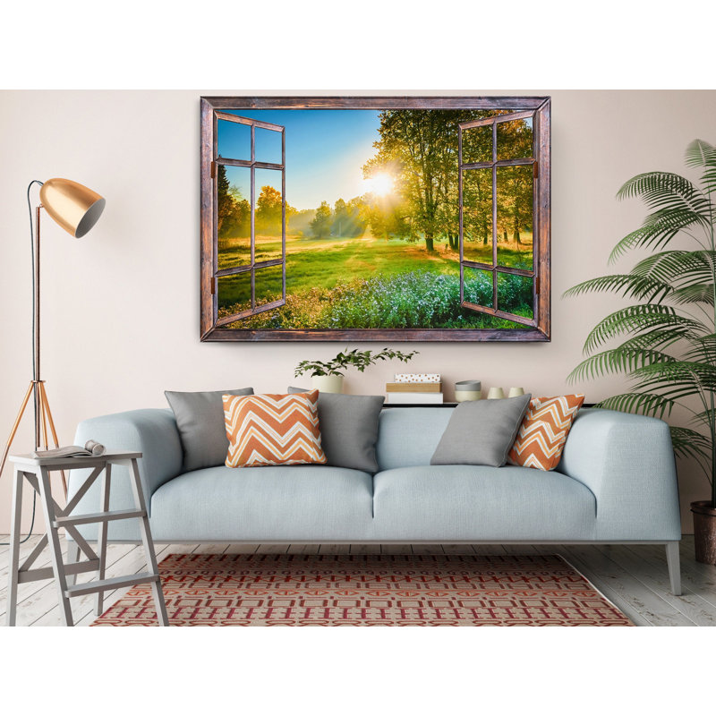 «Tuscany Landscape 3D Window View», reproduction d'art sur toile - décoration murale, H 20 po x l 30 po