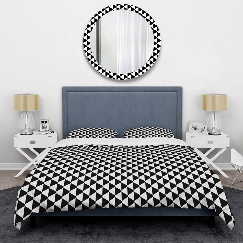 Ensemble de housse de couette moderne noir Houndstooth II - moderne, Housse de couette pour grand lit et 2 taies décor