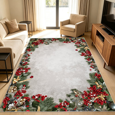 1PC Christmas - themed area rugs for Living Room, Soft and Comfortable, Suitable for all seasons, easy - to - maintain, machine washable Indoor floor mat, suitable for Living Room, Bedroom, Dining Room, Kitchen, Patio, Home Decor, Outdoor Decor.