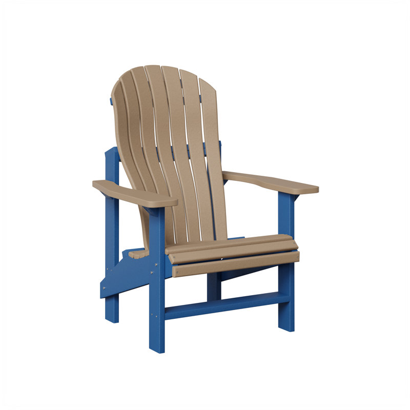 Berlin Gardens Contour Upright Adirondack Chair, Weatherwood with Pacific Blue