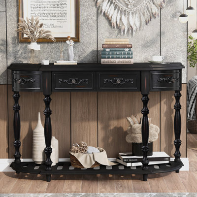 Modern And Contemporary Curved Console Table With Multiple Storage For Sofa, Entryway, Hallway, Bedroom And Living Room