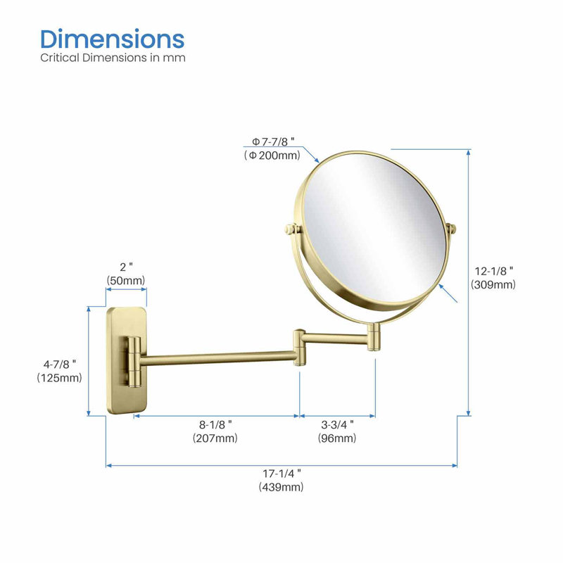 Circular Metal Round Wall Mirror, Brush Gold