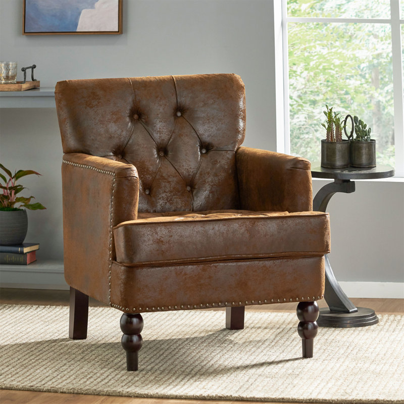 Chaise avec accoudoirs, fauteuil d'appoint, fauteuil de lecture et fauteuil, Microfibre/microsuède brun