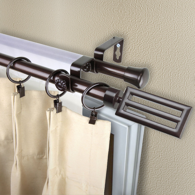 Tringle à rideaux double Sterling, 48 po - L 84 po, Nickel satiné