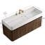 Meuble-lavabo suspendu cannelé de 122 cm (48 po), armoire en noyer avec lavabo en surface solide blanc lustré, portes à fermeture amortie-1933146156-1933146157